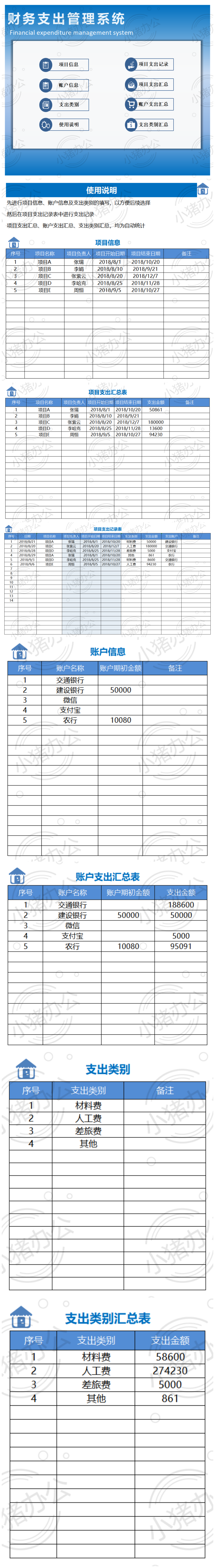 财务支出管理系统（项目管理）excel电子表格模板可编辑（高清无水印）19