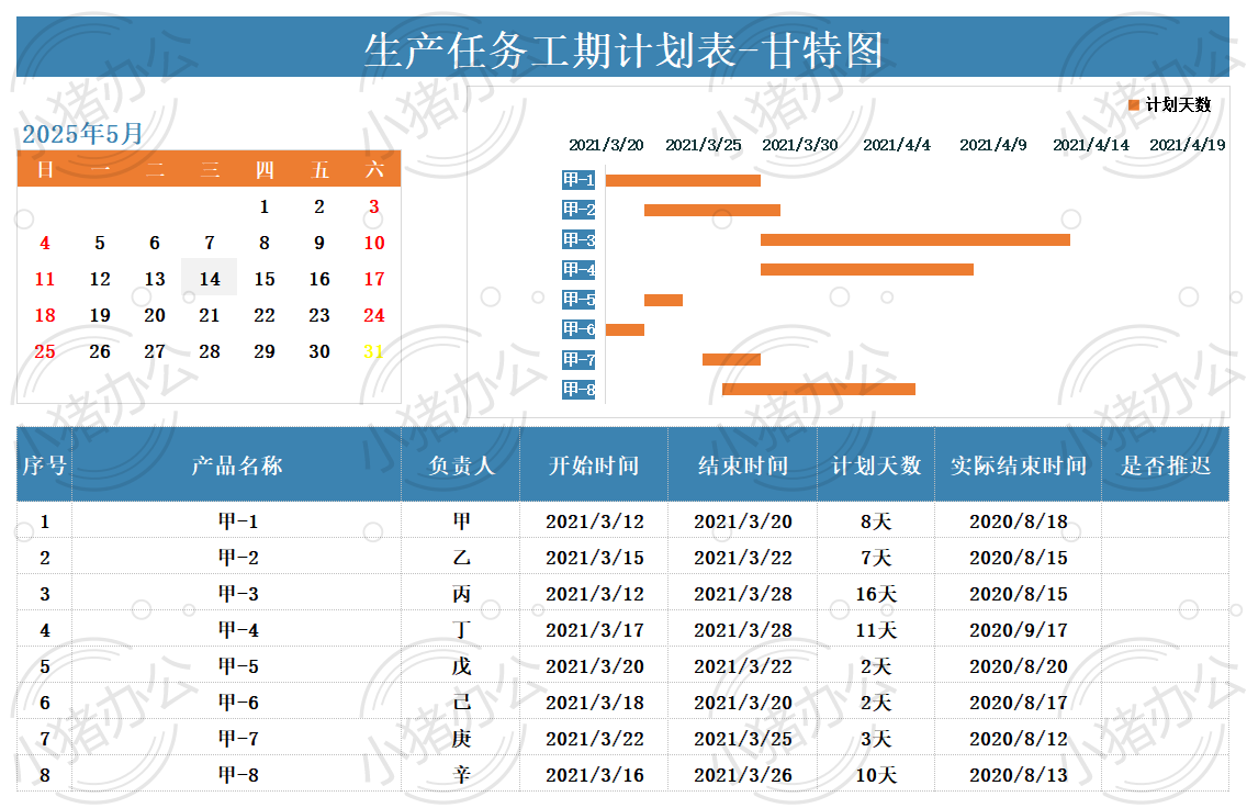 生产任务工期计划表excel电子表格模板可编辑(高清无水印)36