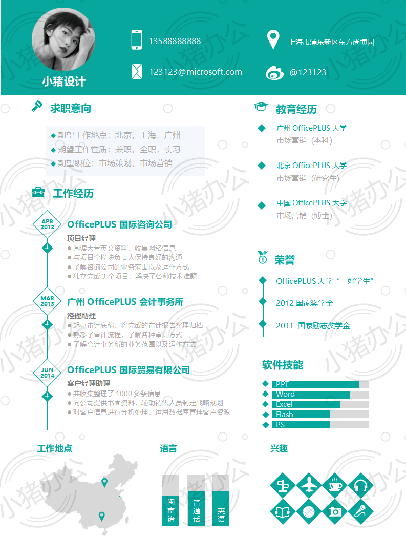 市场策划,市场营销简历模板应届生大学生毕业生实习个人求职找工作2期单页37(无水印可编辑)