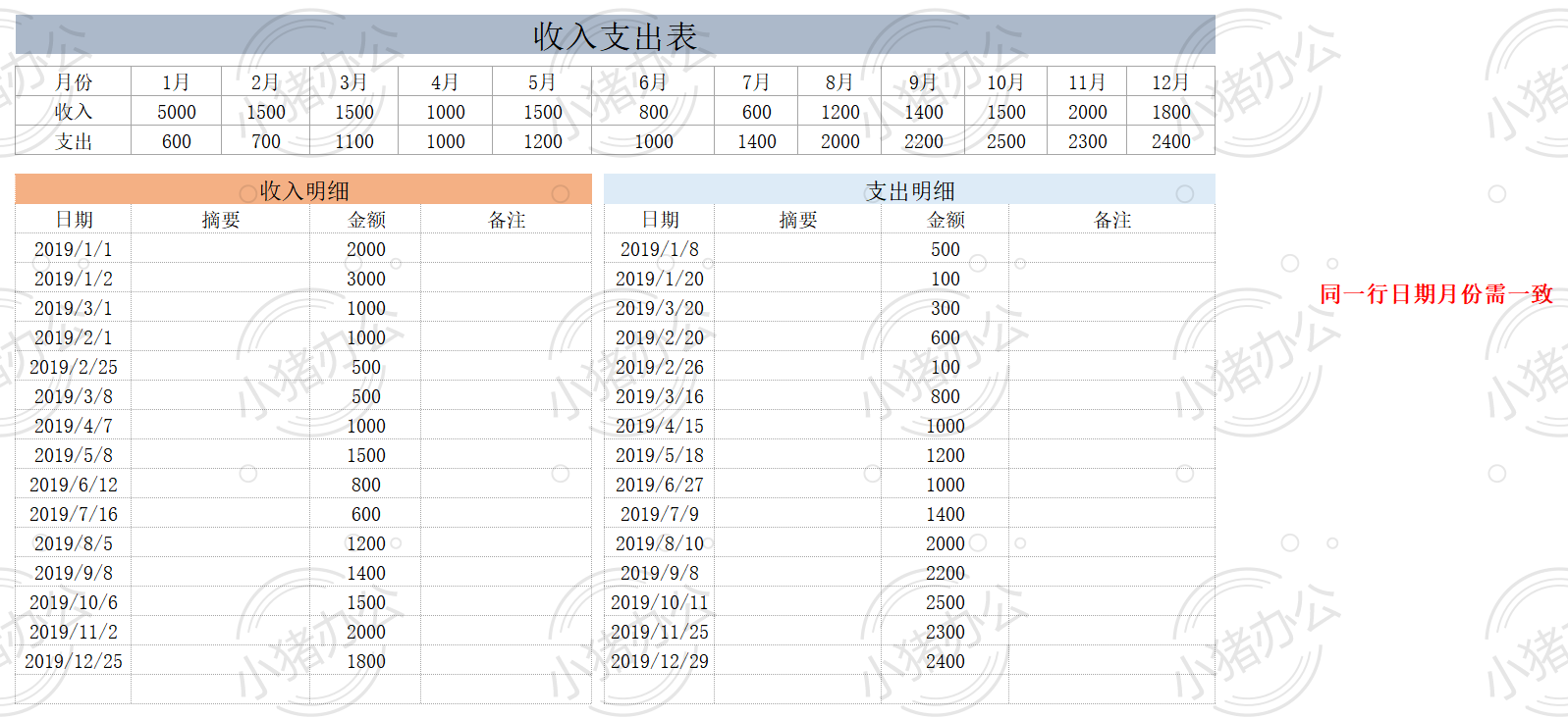 收入支出表excel电子表格模板可编辑(高清无水印)65